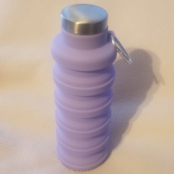 Other - New collapsible silicone purple water bottle with clip